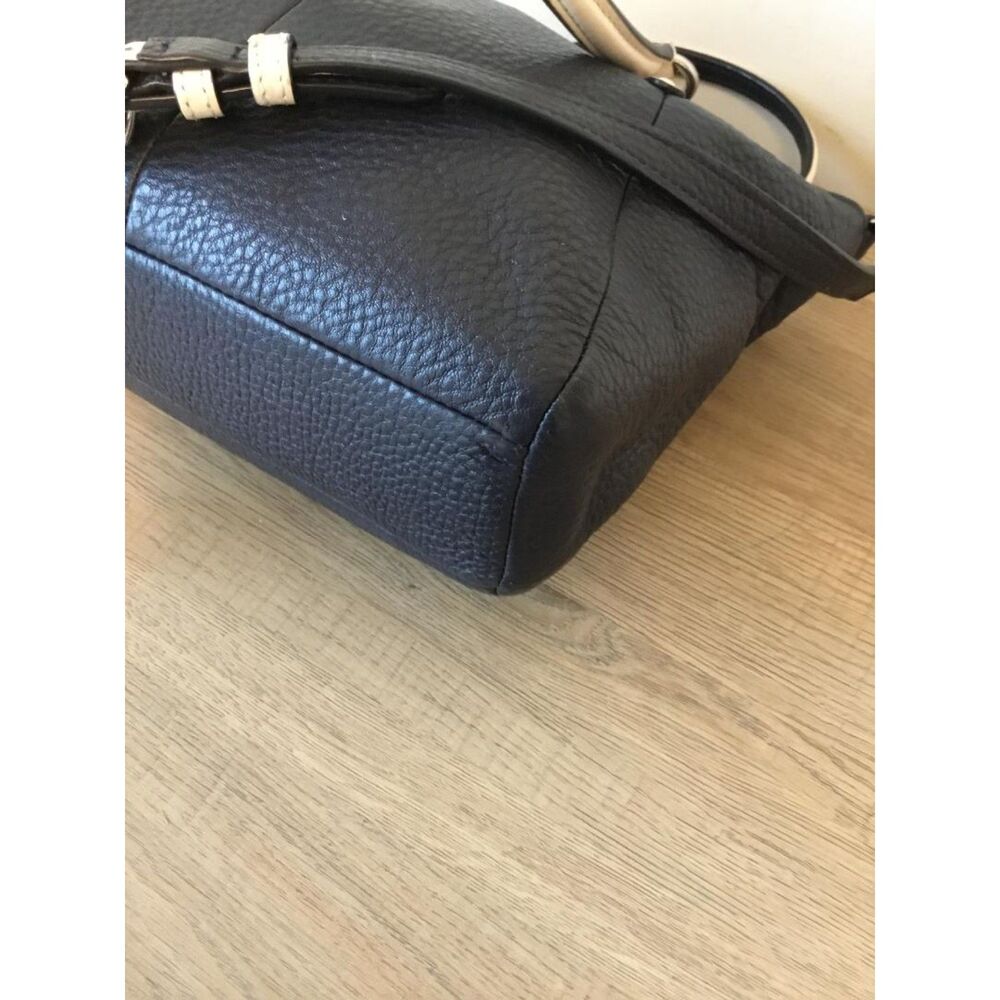 Coach Mini Kelsey Satchel Crossbody in Navy Pebbled Leather, White trim F59853 - Picture 7 of 10